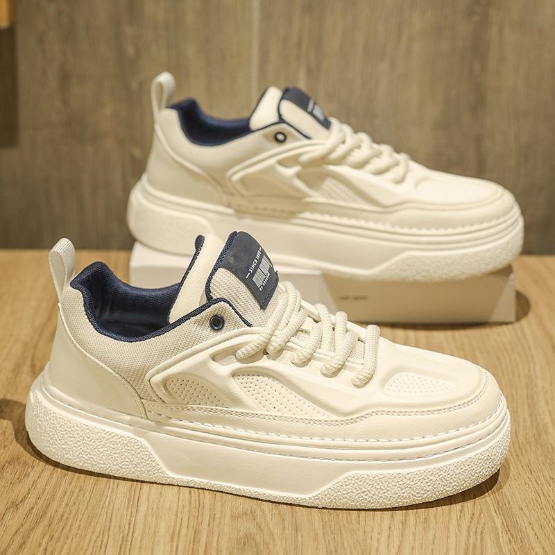 

Platform men s shoes 2025 leather new breathable hole white shoes versatile sports and leisure board shoes men s soft-soled trendy shoes 44