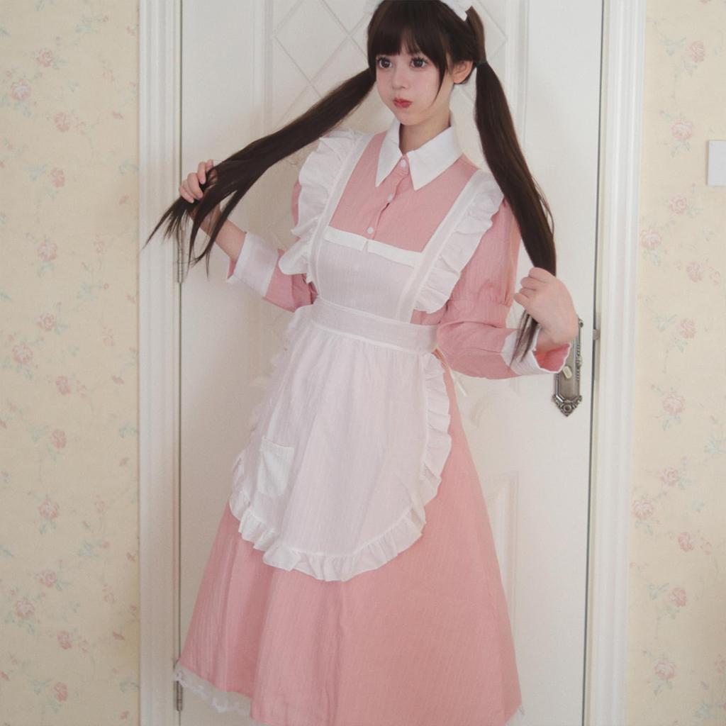 AOTYP Halloween Cosplay Maid Plus Size Apron Dress British for Maid Coffee and School Lolita Size XL Outfit, Costume, Style, Cafes, Shops, Festivals,