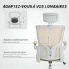 Ergonomic Office Chair, Adjustable Armrests, Lumbar Support, Headrest, 60 x 63 x 120 cm, Beige
