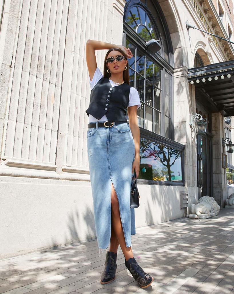 New Retro A-line Denim Skirt: Spring/Summer Wash, American Style, Mid-Length Waist