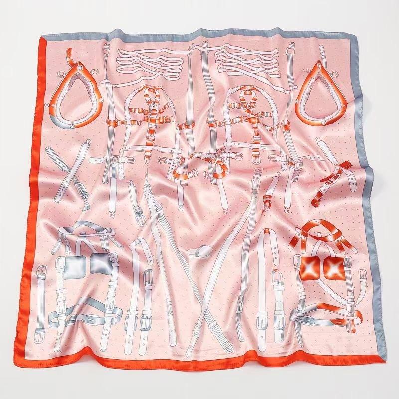 Lenços de seda luxuosos de alta qualidade, lenço de pescoço para mulheres, lenço de seda com corrente, xale decorativo feminino