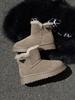 Women's 2025 Fleece-Lined Wool Snow Boots: Thick-Soled, Non-Slip, Wear-Resistant, Genuine Leather for Autumn/Winter.