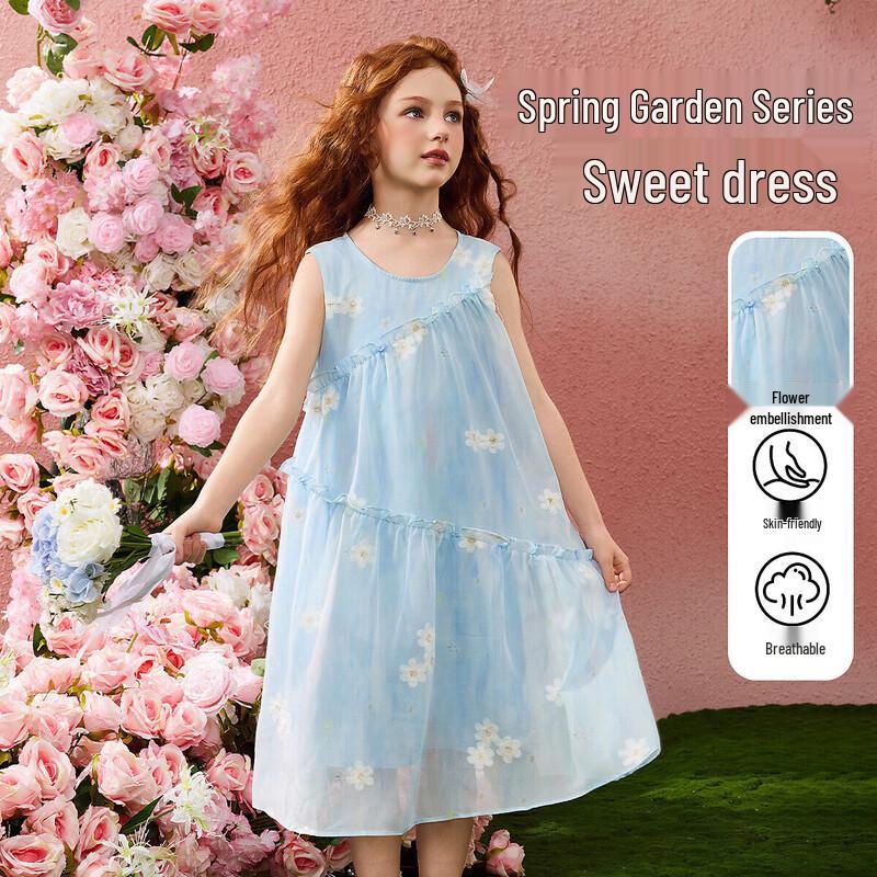 

ASK JUNIOR Girl s Summer Floral Sleeveless Dress 110