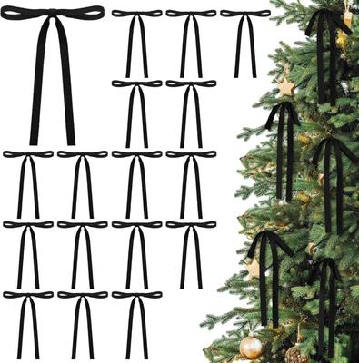 Velvet Bows Christmas Tree Ornaments Vintage Double Faced Velvet Ribbon Bows For Tree Garland Wreath Indoor Outdoor Xmas