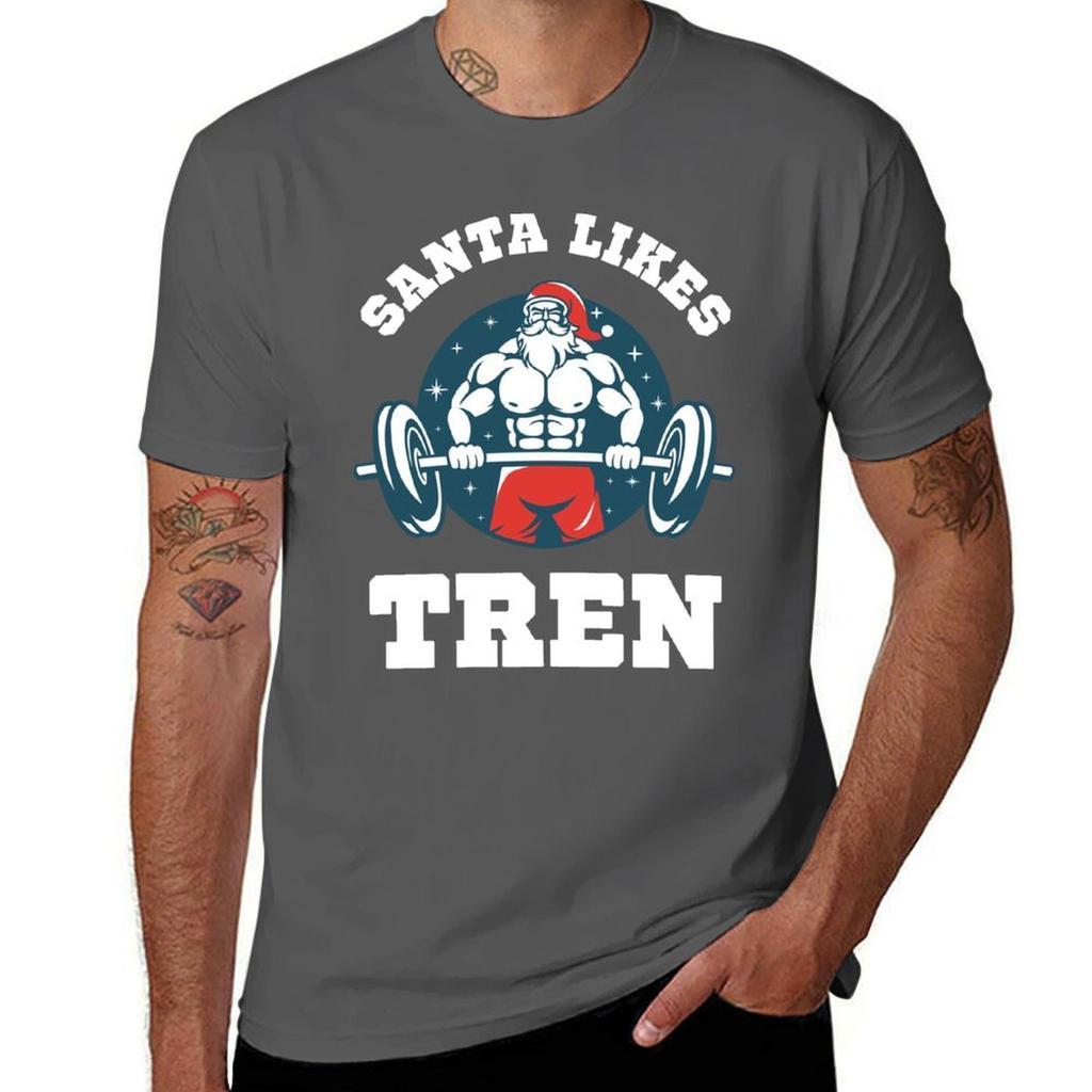 Santa Likes Tren Tshirt Sports Casual Short Sleeve Cotton Tee