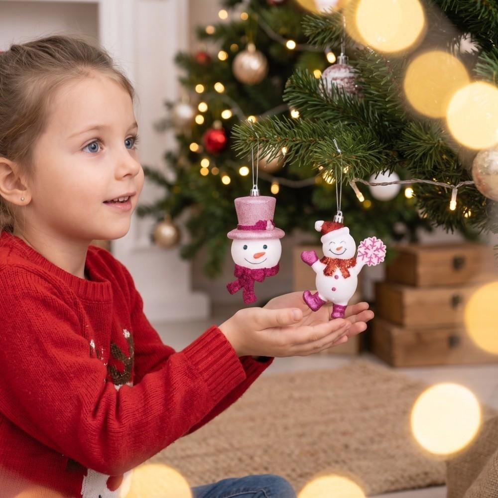 Plastic Santa Claus Snowman Pendant Snowman Christmas Hanging Cute Xmas Ornaments  Kids Xmas Gift
