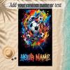 Soccer Theme Soft Beach Towel Personalized Custom Name Text Towel Portable for Beach Pool Travel