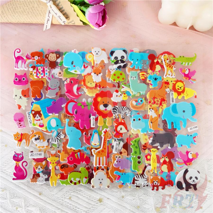 

8Sheets/set Cartoon Animals Zoo Rewards Sticker Puffy Bubble Toys Stickers