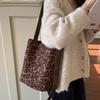 Retro Leopard Print Suede Plush Bucket Bag - Versatile Crossbody & Tote for Women