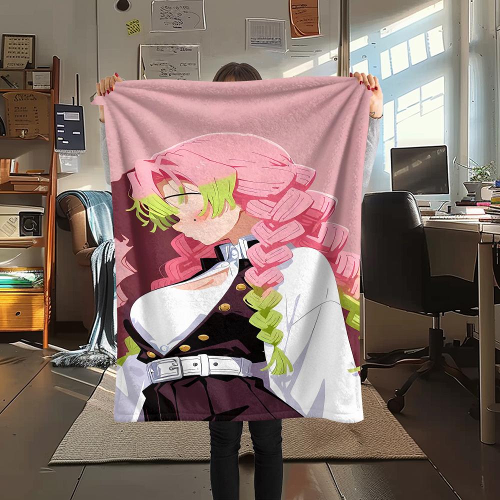 1PC Demon Slayer Print Flannel Blanket, High quality All Seasons, Home Decor, Warmth and Comfort, Perfect for Christmas Gifts