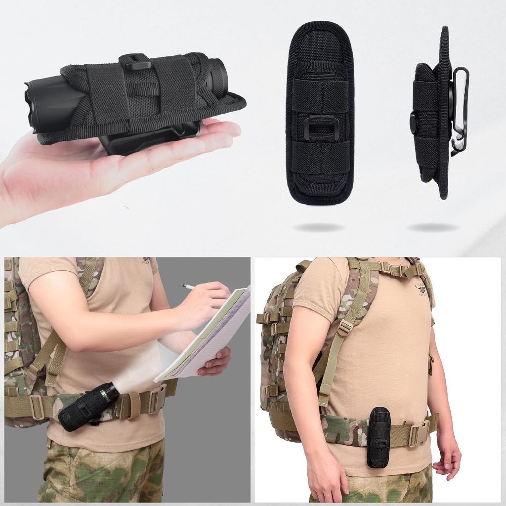 YAPJEB Light Pouch Molle Light Case Molle Flashlight Holder Belt Light Holster EDC Pouch Military Tactical Flashlight Pouch Backpack Accessory (01