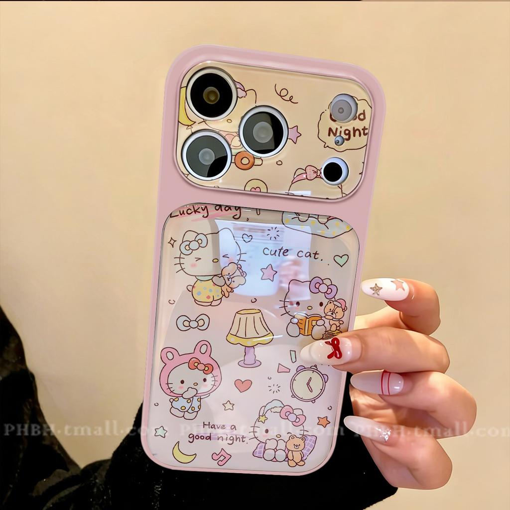 Cartoon Hello Kitty Apple 17 mobile phone case iPhone16promax blue light acrylic second change 17 sets of large windows