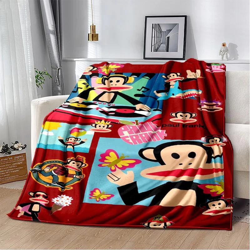 P-Paul Frank-k Flannel Portable Blanket for Children's Picnic in Living Room Bedroom Sofa Bed Ideal Birthday Gift