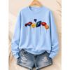 Tops for Women Floral Print Round Neck Long Sleeve T-shirt Fall Casual Slim Pullover Women's Long Sleeve Top