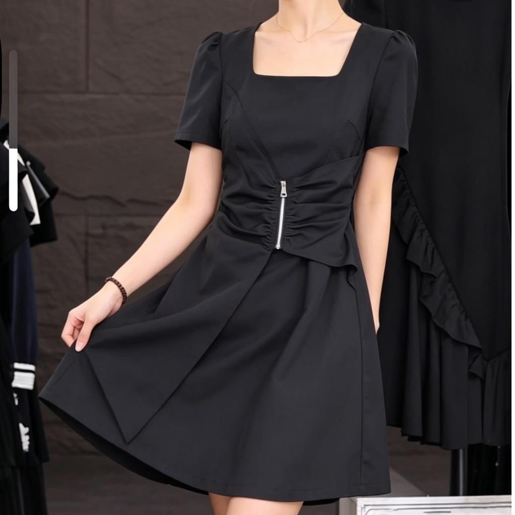 Large size design women's clothing summer temperament new age-reducing and thin fashion mm dress small black dress