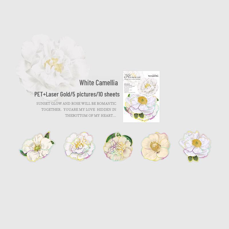 Beautiful Bloom Sticker Set: 3D Floral Handbook Decorations (10 Pieces)