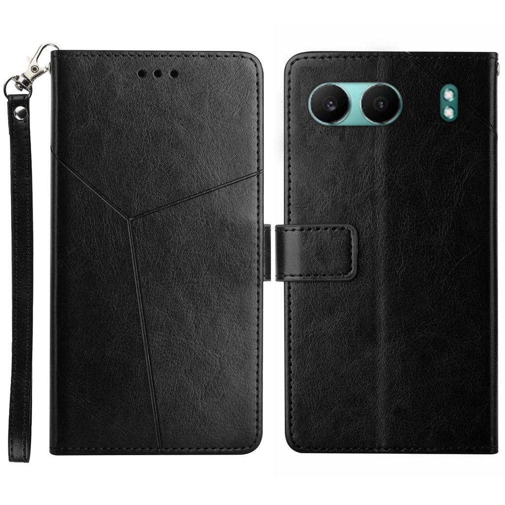 For OnePlus Nord 4 Case with Wrist Strap Y Shaped Lines Imprint Leather Phone Cover