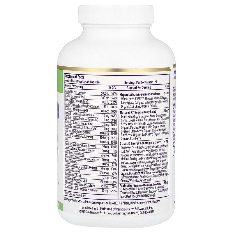 Earth's Blend®, One Daily Superfood Multi-Vitamin, No Iron, 120 Vegetarian Capsules