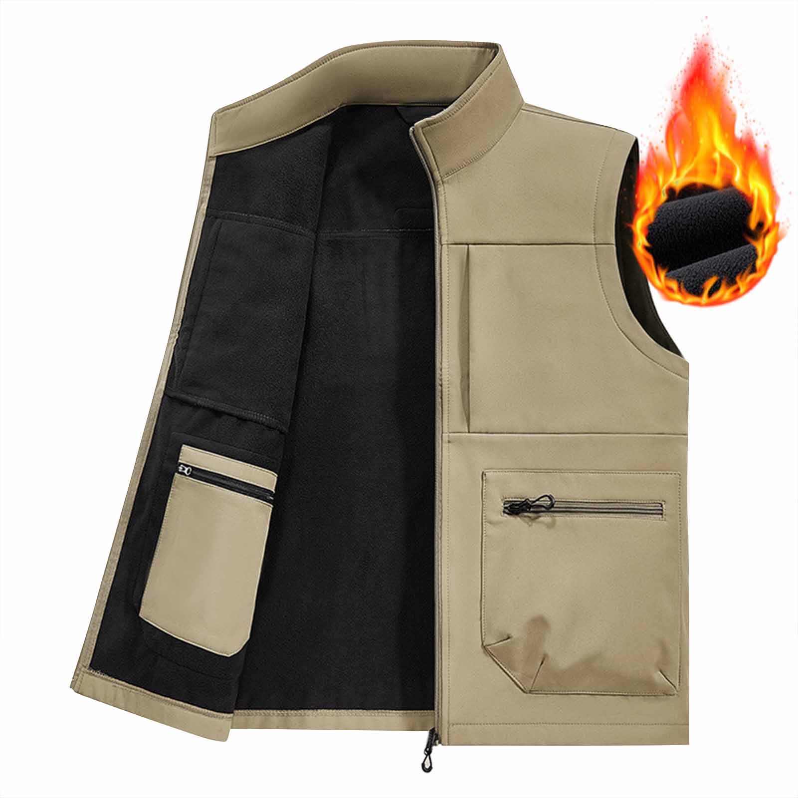 

Men s Solid Color Multi Pocket Vest Men s Large Size Outdoor Vest Photography Waistcoat Casual Vest XXXL хаки