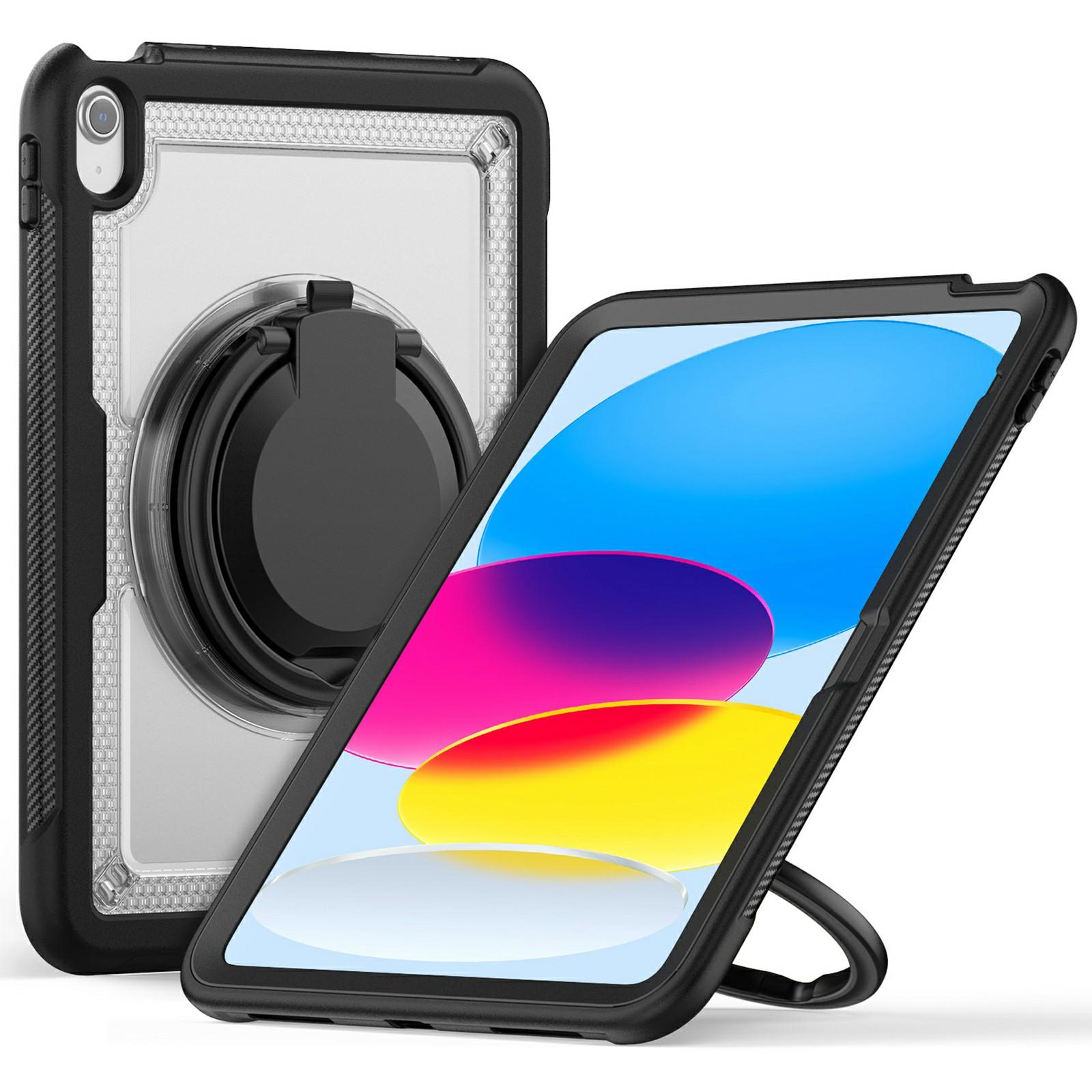 

For iPad (2025)/10.9 (2022) Case PC+TPU Kickstand Tablet Cover with Pencil Holder,Shoulder Strap Transparent