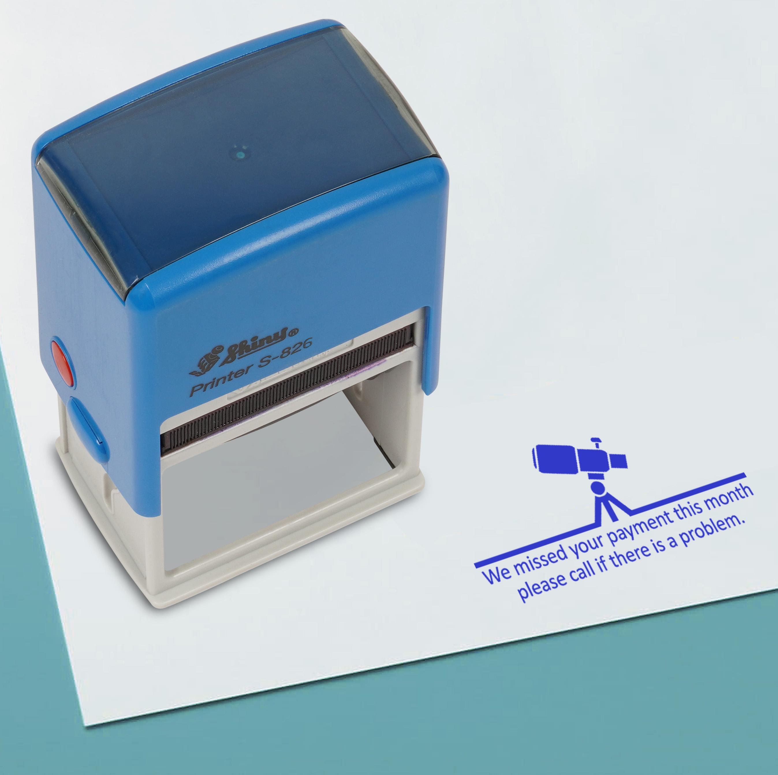 

Printtoo Missed Payment This Month Self Inking Rubber Stamp Pre,Inked Office Stamp, Home Office Business Stationery, 41 x 24 mm, Blue - 41 x 24 mm синій