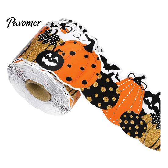 Wall Hanging Party Supplies Halloween Stickers with Pumpkin And Bat Prints, Durable Coated Indoor Paper Decals, Stylish Frame for Holiday Decor