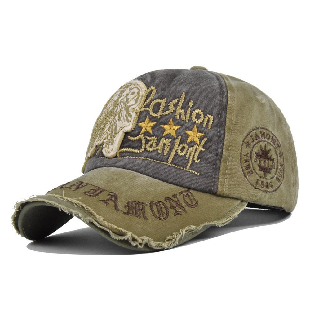 Vintage Skull Embroidered Baseball Cap with Appliqué, Washed and Distressed Visor Cap, Curved Brim Hat