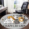 1pc Cats Crazy Office Round Area Rug, Indoor Mat Suitable For Office, Under Office Chairs Bedroom Living Room Home Decor, Room Deco
