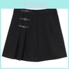Classic Womens Black Wool Blend Mini Skirt With High Waist And Pleats For Spring Fashion