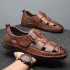 Fashion Summer Hollow Flat Head Roman Style Men's Sandals Designer New Fashion Slip-on Soft Leather Casual Outdoor Walk Men's Shoes