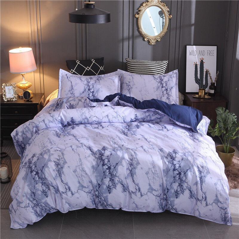 Versatile Marble Pattern Soft Bedding Duvet Cover Set With Matching Pillowcase Choices