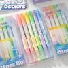 6pcs Dual-Tip Highlighters Set Erasable with Eraser & Glitter Tips Soft Highlighter for Journaling & Marking