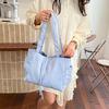 Light Blue Tote Bag With Glitter Star Pattern Bow Decor Multi Pockets For School Shopping Daily Outings Travel