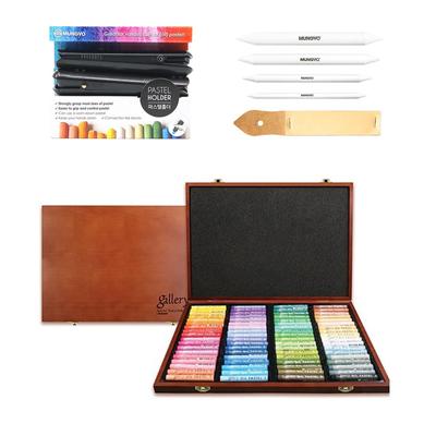 Gallery Soft Oil Pastels with Pastel Holder, Stumps Tortillon, Sandpapers, Drawing Material SET (72 Bundle Wooden Box)