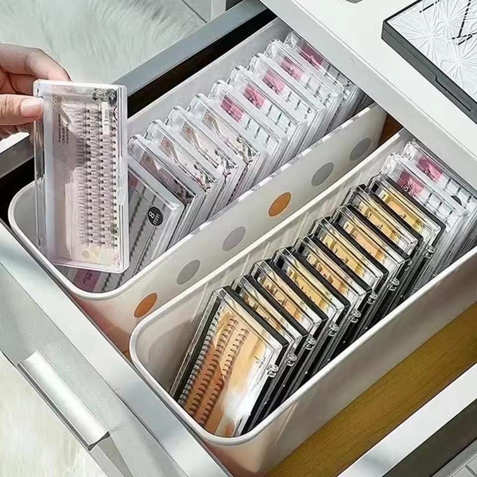 False Eyelash Storage Box with Lash Extension Tool Organizer - Cosmetic Makeup Tools Case for Lash Accessories