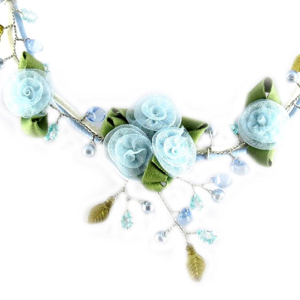 Les Trésors De Lily [D2081] - Designer Necklace 'Roses d'Amour' Blue