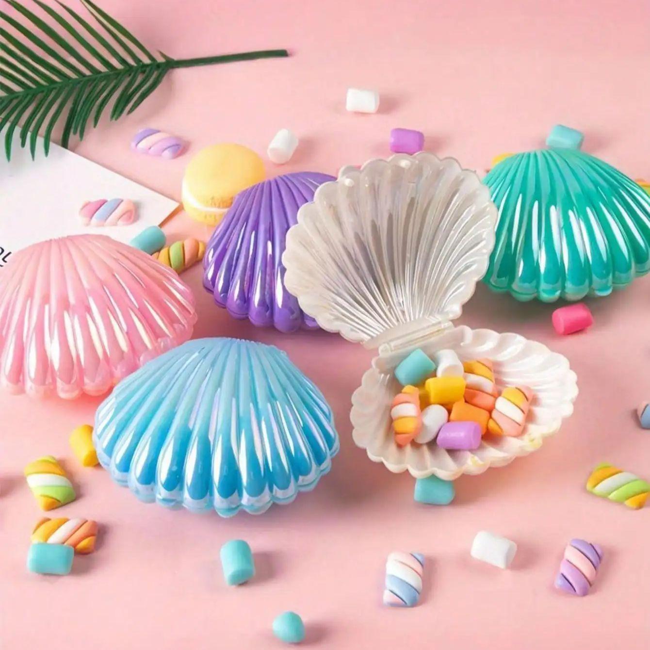 

4/8PCS Colorful Shell Present Boxes Mini Jewelry Storage Designed For Wedding Birth Date Celebration Favors Mermaid Theme Decor Other-A7951