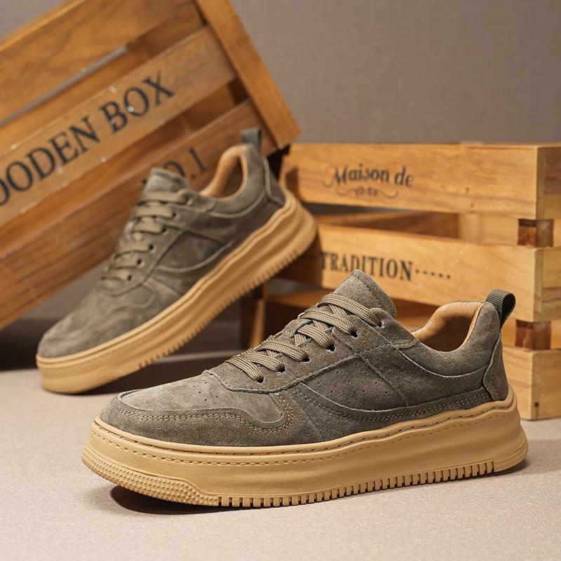 

Мужские кожаные кроссовки для отдыха на природе, модные туфли, дизайнерские туфли на платформе из кожи, повседневные туфли на плоской подошве, кроссовки для отдыха на природе, весна-осень, мужские 44 хаки