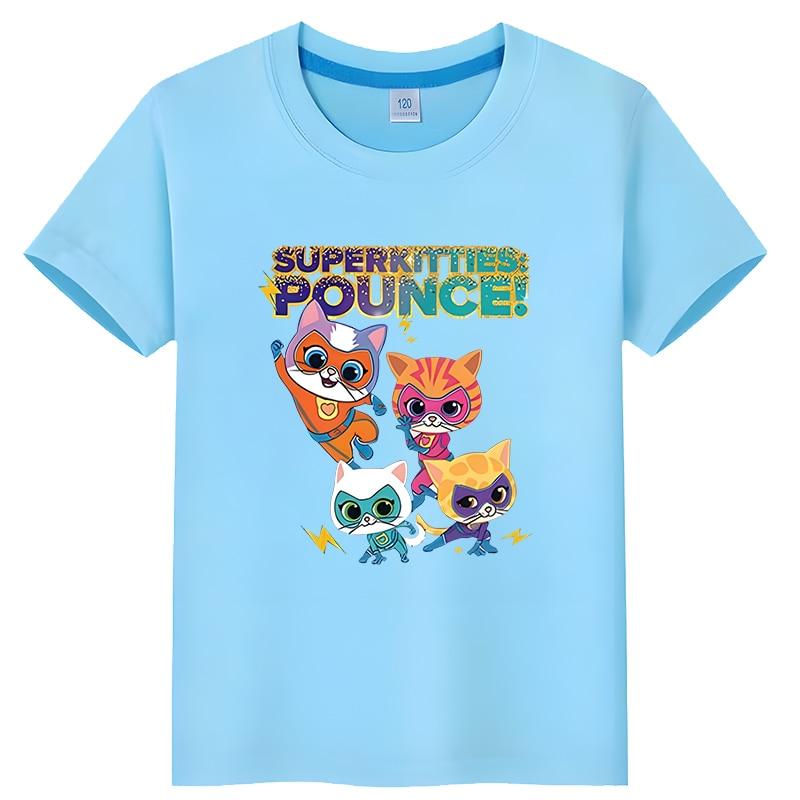 New Game Super Kitties Kids T-shirt Summer Cotton Short Sleeve Tops Y2k One Piece T Shirt for Kids Boy 10 Years Girls Clothes Anime T-shirt