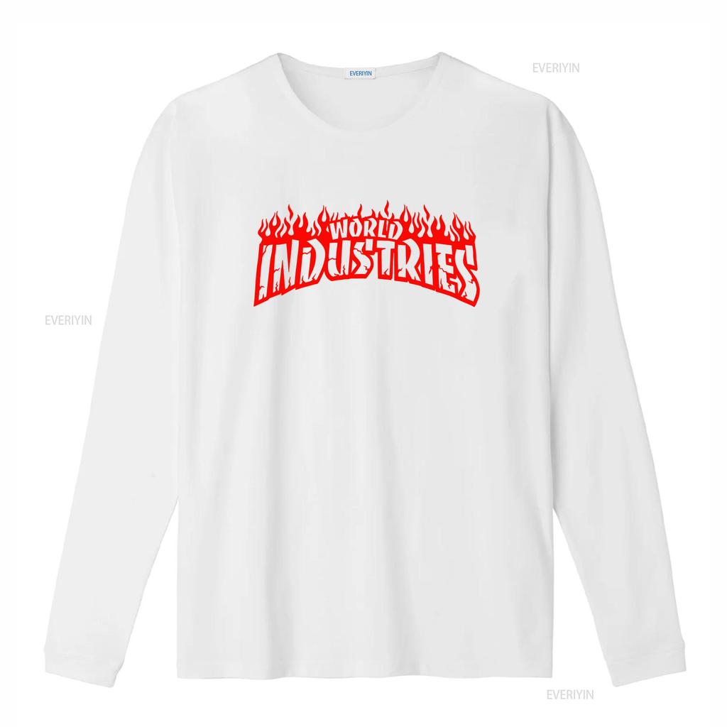 Vintage WORLD INDUSTRIES T-Shirt Retro-Stil mit kräftigem Flammen-Print Perfekt für Skateboard-Enthusiasten vintage Gewaschen streetwear