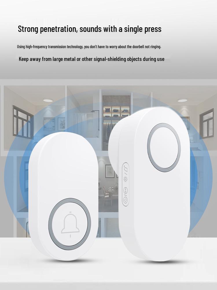 Wireless Self-Powered Waterproof Doorbell with Long Range and High Volume for Homes and Elderly Paging