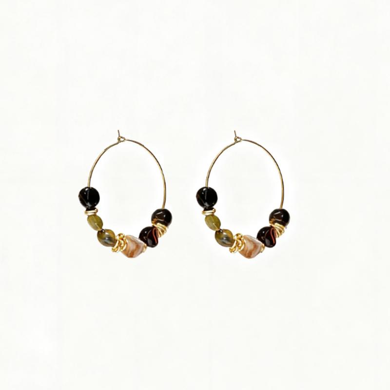 Retro Maillard Resin Geometric Circle Earrings for Women Ladies Fashion Temperament Large Hoop Earring Party Jewelry Accessories