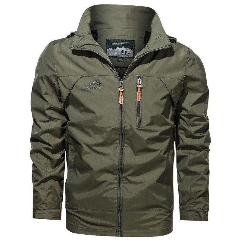 

Spring Autumn Men s Windbreaker Tactical Jacket Waterproof Outdoor Hooded Coat Sports Field Climbing Thin Outwear Streetwear Coat 5XL зелений