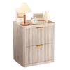 2-Schubladen Nachttisch Gerillter Nachttisch Großer 2-Schubladen Nachttisch Moderner Holztisch mit abgerundeten Ecken Metallgriff für Schlafzimmer Wohnzimmer