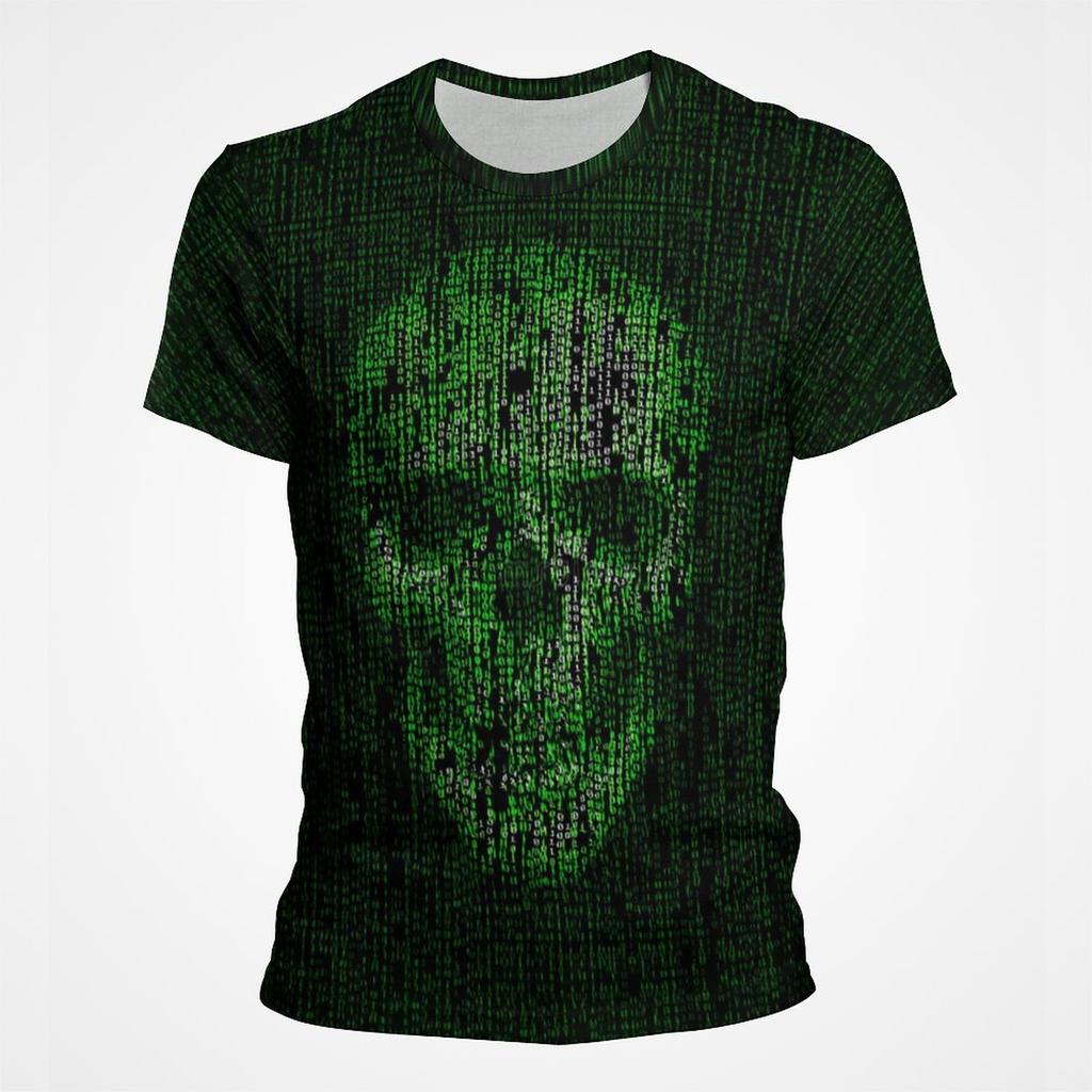 Fashion 3D Printed Green Matrix Code T Shirt For Men Trend Personality Graphic T Shirts Programmer Streetwear Oversized T Shirt Tops