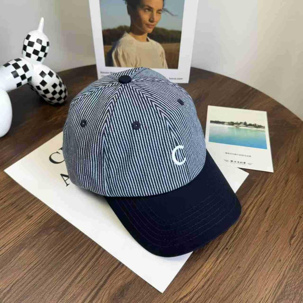 Small fresh striped embroidered baseball cap women's spring summer niche face small hat versatile cap