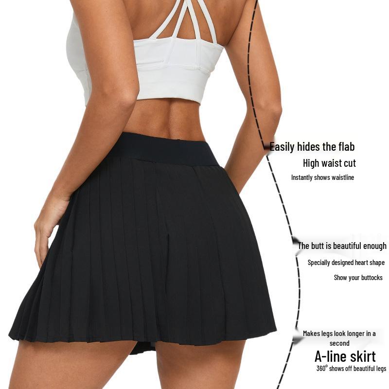 Pleated Low Waist Anti-Exposure Running & Fitness Tennis Skirt with Pockets