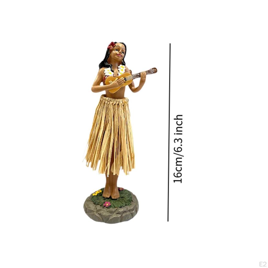 Figurine Fille Hawaïenne Jouant du Ukulélé Statue en Résine Peinte à la Main Décoration de Maison pour Cadeau de Saint-Valentin