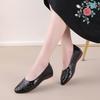 Korean Version 2025 New Soft Leather Women's Flat Bottom Summer Hollow Mother Shoes Non-slip Doudou Shoes Single Shoes Large Size Women's Shoes