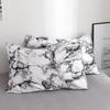 3Pcs Set Polyester Marbled Quilt Cover Pillowcase Bedding Set EU Double Size (White)